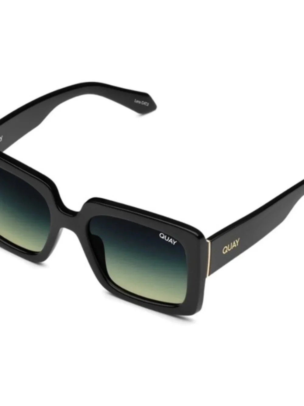 QUAY Women's TOTAL VIBE QW-001060 Black Frame/Smoke Green Lenses Sunglasses - Picture 2 of 3